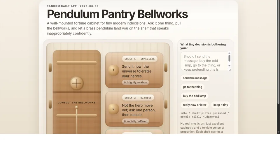 Pendulum Pantry Bellworks — Random Daily App
