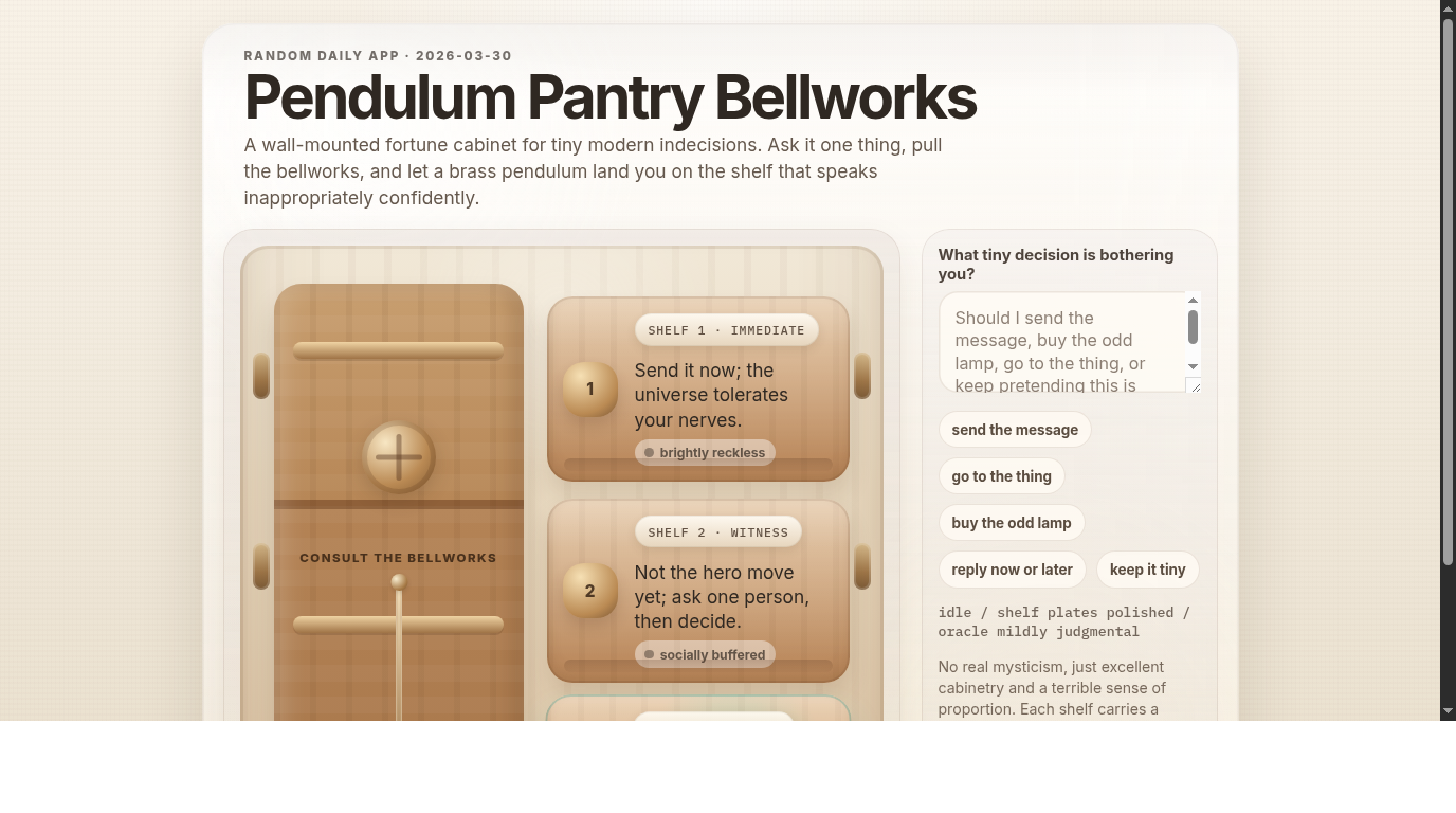 Pendulum Pantry Bellworks — Random Daily App