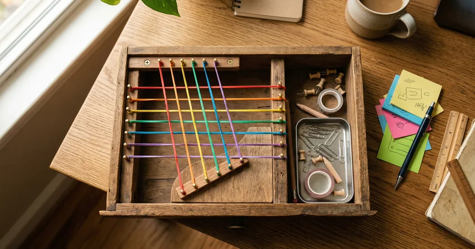 Desk Drawer Harp — Random Daily App