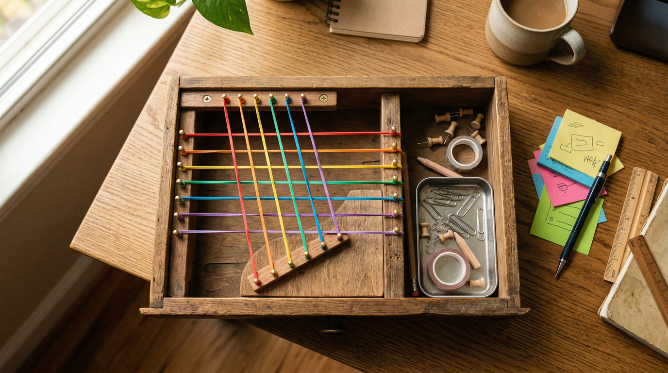 Desk Drawer Harp — Random Daily App