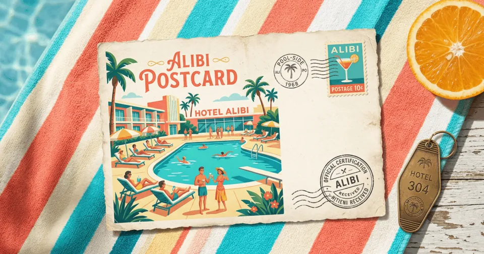 Poolside Alibi Postcard